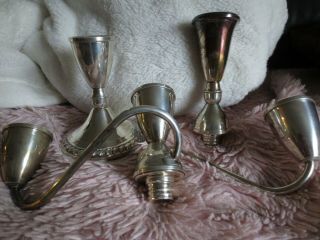 2 VTG DUCHIN CREATION STERLING SILVER WEIGHTED CURVED ARM 3 CANDLE CANDELABRA 5