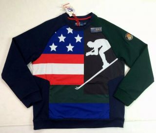 Polo Ralph Lauren Men Downhill Skier 92 American Flag Sweater Sweatshirts Cookie