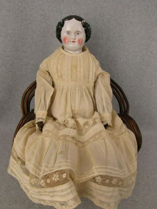 23 " Antique German China Shoulder Head & Cloth Body Doll 1870s,