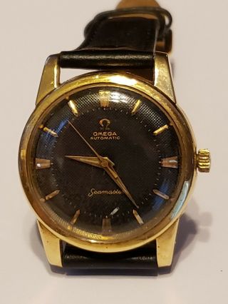 Vintage Omega Seamaster Automatic Watch,  14k Gold Cap Black Dial 2846 - 501 Bumper
