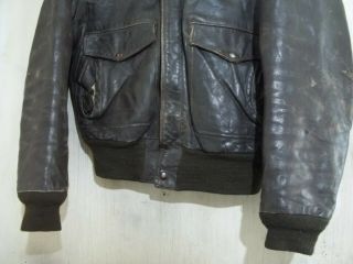 VINTAGE SCHOTT IS - 674 - MS USA ISSUE DISTRESSED LEATHER A2 FLYING JACKET SIZE 40 3