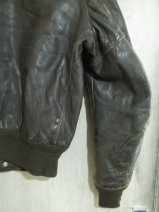 VINTAGE SCHOTT IS - 674 - MS USA ISSUE DISTRESSED LEATHER A2 FLYING JACKET SIZE 40 5