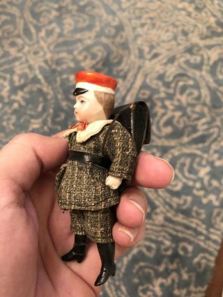 Very Rare Antique All Bisque Hertwig? 3.  75” German Boy Doll Dollhouse Mignoent 2