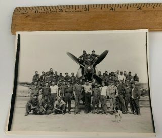 Us Wwii Photo Fighter Plane Aircraft P - 47 Squadron Airmen Pilots