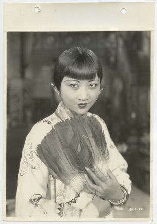 Anna May Wong 1928 Vintage Silent Hollywood Portrait Exotic Fan