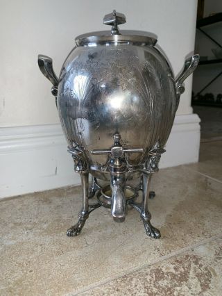 Antique Silver Plated Tea Pot Kettle Hot Water Urn Samovar