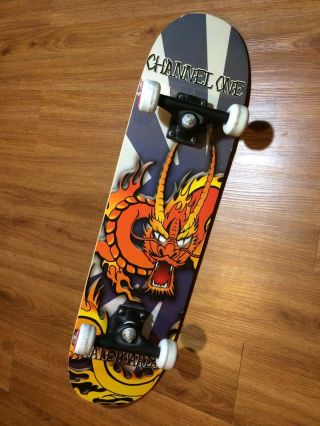 90s Vintage Channel One 31 " Skateboard Deck Horned Dragon Jinx Jimenez Acme