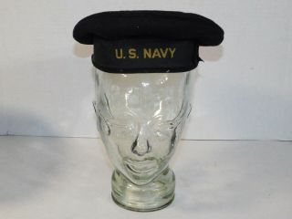 Vintage Wwii Us Navy Usn Sailor Flat Hat Cracker Jack Wool Military Uniform Cap