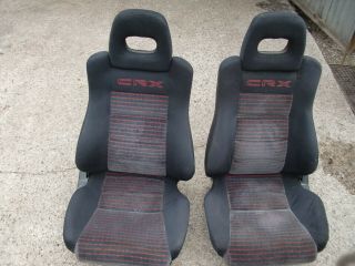 Front Seats Complete Honda Crx Jdm Si Hf Dx 88 - 92 Ef8 / Ee8 / Ed9 Rare