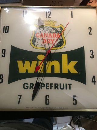 Canada Dry Wink Vintage Pam Clock Company Large Square Electrical Wall Clock