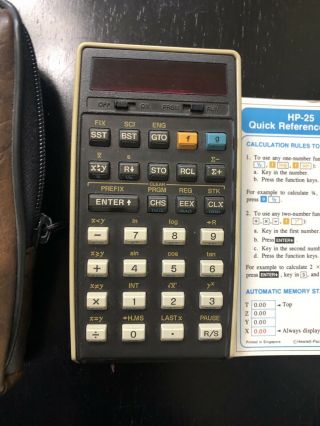 Vintage Hewlett - Packard Hp 25 Calculator With Case Hp25
