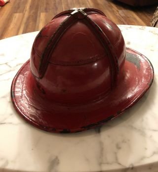 Vintage Cairnes & Brothers Fire Helmet Philadelphia PA Red 2