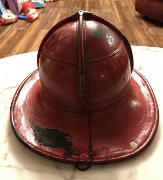 Vintage Cairnes & Brothers Fire Helmet Philadelphia PA Red 4