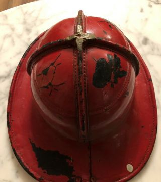 Vintage Cairnes & Brothers Fire Helmet Philadelphia PA Red 5