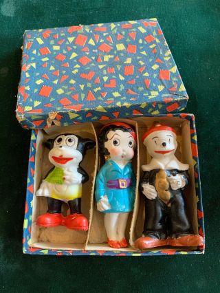 Betty Boop,  Bimbo,  Koko Box Set Vintage 1930s Figurines Japan Fleischer Studios