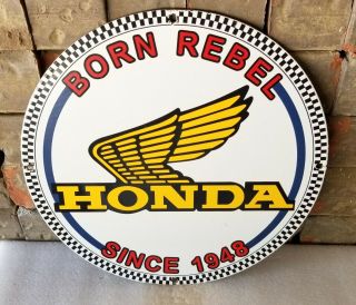 Vintage Honda Porcelain Gas Auto Car Motorcycles Service Station Dealership Sign