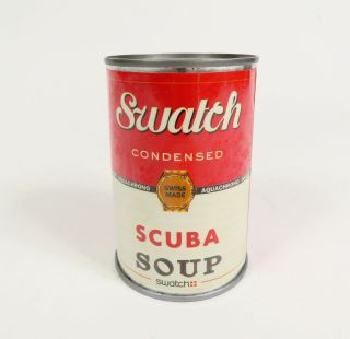 Extremely Rare Swatch Condensed Aquachrono Scuba Soup In Can 1994 Vintage