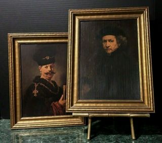 Two Vintage Framed Prints Rembrandt,  A Self Portrait & A Polish Nobleman