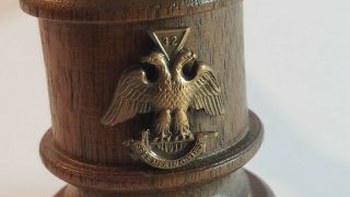 Rare Vintage Masonic 32nd Degree Scottish Rite Double Headed Eagle Wood Mallet