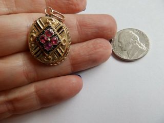Antique Victorian Gold Filled Ruby Rubies Enamel Locket Pendant