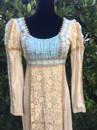 Blue boho renaissance Black label Gunne Sax festival hippie Maxi 3