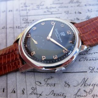 Vintage Girard Perregaux Watch Swiss Made 1950s,  Black Dial Classic 17 Jewels,
