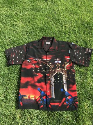 Vintage Pink Floyd Marching Hammers Dragonfly Button Dress Shirt Sz Xl Rare