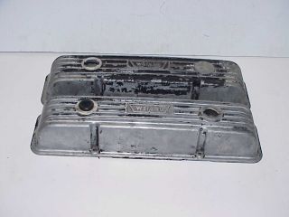 Vintage Weiand Finned Sb Chevy Aluminum Valve Covers Ratrod Gasser Streetrod