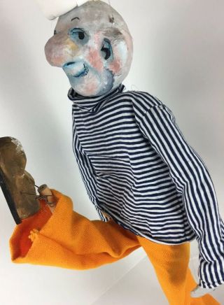 Antique Vintage PAPER MACHE Puppet SAILOR MAN Handmade Toy Doll FOLK ART 28” 5