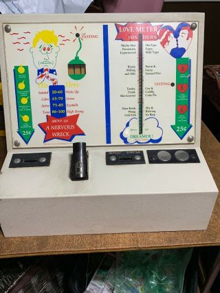 Vintage Vending Machine - “a Nervous Wreck” And Love Meter (his/hers) Table Top