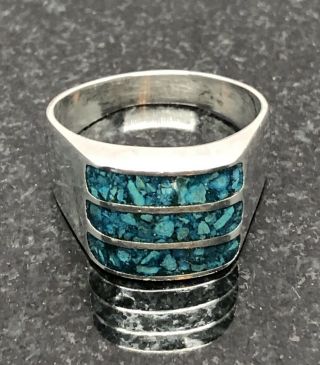 Vintage Navajo Turquoise Men’s Ring - Old Pawn Mexico.  925 Sterling Silver Heavy