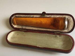 Antique/vintage Amber Cigar Holder In Case
