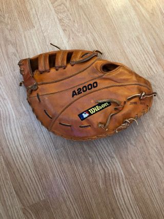 Vtg Wilson A2000 Pro Stock First Base Mitt Glove Brown Leather 12 " Rht