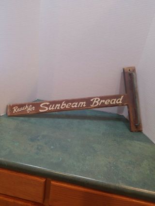 Vintage Sunbeam Bread Door Push Sign Pull Handle Rusty Gold Rare