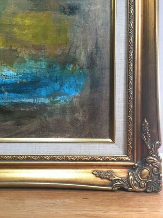 Large Vintage Mid Century Abstract Oil Painting Framed 42x36 3