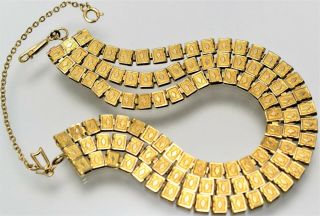 Vtg 12k Gold Three Strand Book Chain Bracelet 9.  8grm 7 - 1/8 " Wear Scrap 14k Mark