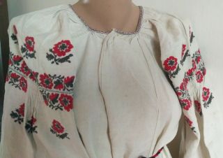 Ukrainian vintage (1920 - 1940) embroidered dress,  M - XL,  hemp,  handiwork,  Ukraine 8