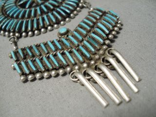 ONE OF THE FINEST VINTAGE ZUNI NAVAJO TURQUOISE STERLING SILVER PIN OLD 3