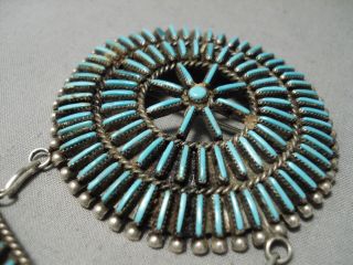 ONE OF THE FINEST VINTAGE ZUNI NAVAJO TURQUOISE STERLING SILVER PIN OLD 4