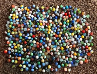 373 Vintage Estate Glass Marbles Old Toy Agate? Akro? Swirl Rare