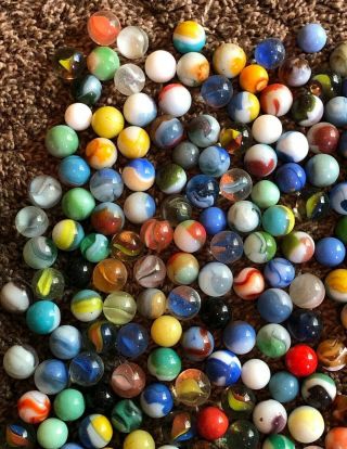 373 Vintage Estate GLASS MARBLES Old Toy Agate? Akro? Swirl Rare 2