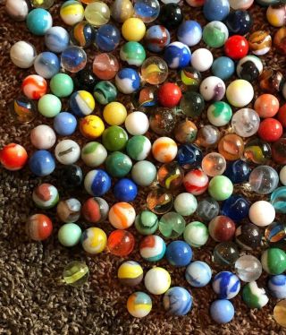 373 Vintage Estate GLASS MARBLES Old Toy Agate? Akro? Swirl Rare 3
