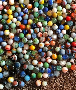 373 Vintage Estate GLASS MARBLES Old Toy Agate? Akro? Swirl Rare 4