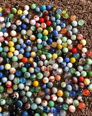 373 Vintage Estate GLASS MARBLES Old Toy Agate? Akro? Swirl Rare 5