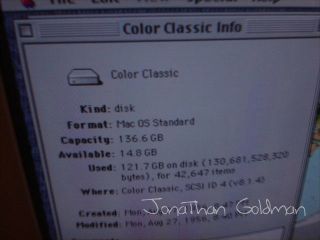 Apple Macintosh Color Classic MYSTIC 132MB RAM 146GB HD Mac OS 8.  1 68040 Vintage 8