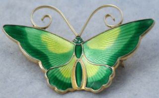 David Andersen Vintage Enamel Broche 925 S Splendid Green Butterfly