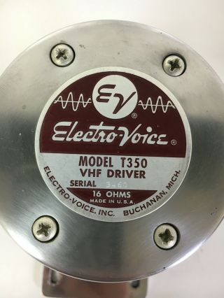 Vintage 1950 ' s Electro - Voice EV T350 16 - ohm Chrome Horn Tweeter Single LOOK 5