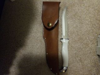 Vintage Cutco 1769 Ji White Handled Hunting Knife Usa Fixed Blade In Sheath