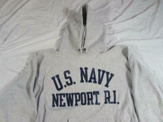 Vtg 90s Champion Reverse Weave Us Navy Hooded Parka Sweatshirt Xl Military 80s