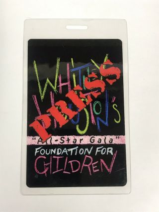 Vintage 1989 Whitney Houston Foundation For Children All - Star Gala Press Pass